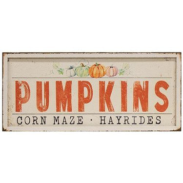 Pumpkins Corn Maze Hayrides Metal Sign - The Fox Decor